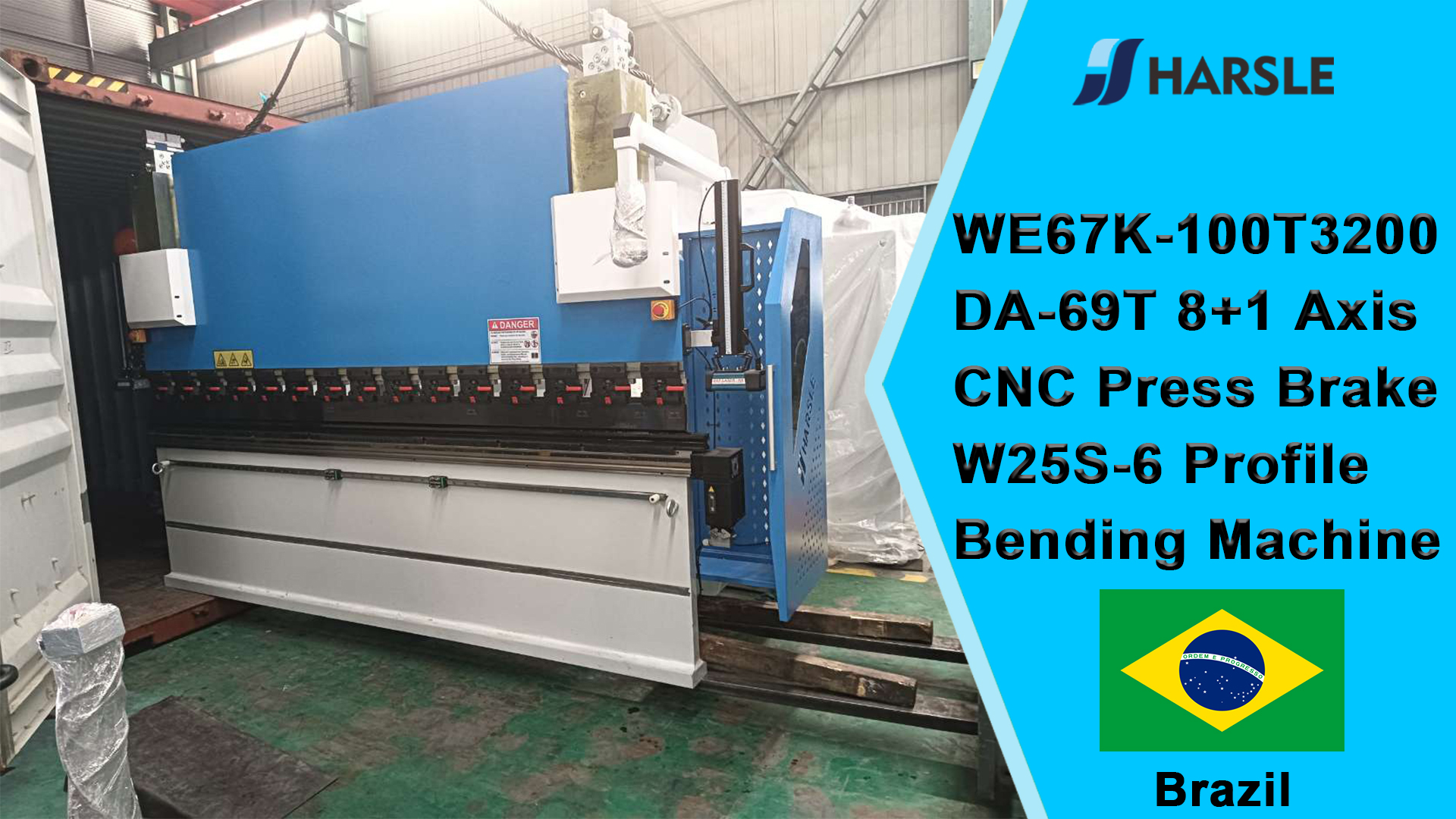 ብራዚል-WE67K-100T3200 DA-69T 8+1 Axis CNC Press Brake W25S-6 የመገለጫ መታጠፊያ ማሽን